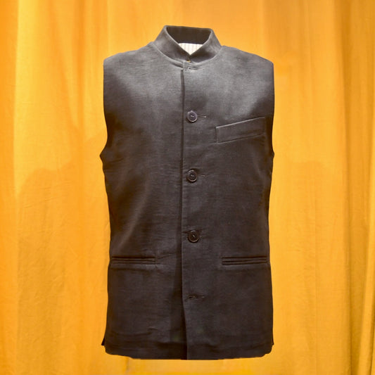 Tailored Cut Waistcoat in Dark Navy Moleskin
