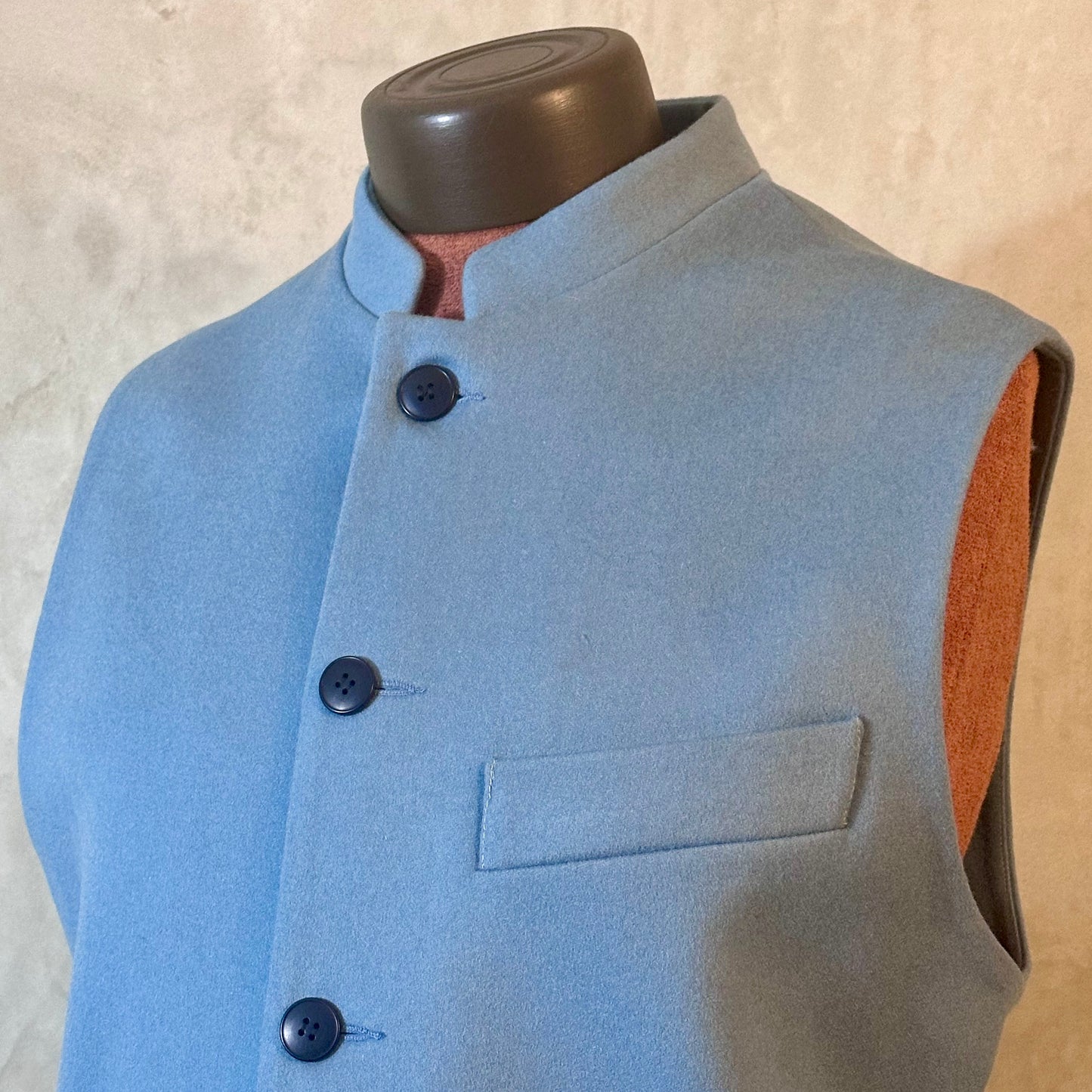 44" Classic Cut Waistcoat in Minerva Blue Doeskin