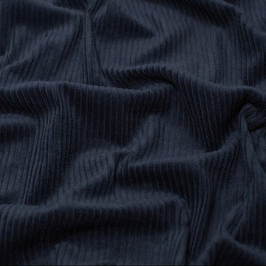 Fabric Detail on Navy Corduroy Nehru Style Gilet.