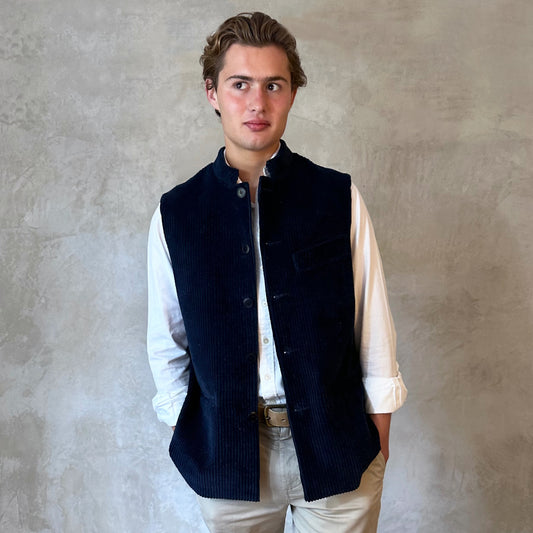 Tailored Cut Waistcoat in Navy Corduroy