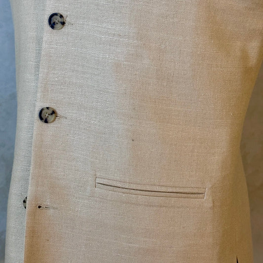 Tailored Cut Waistcoat in Pale Sand Silk Matka