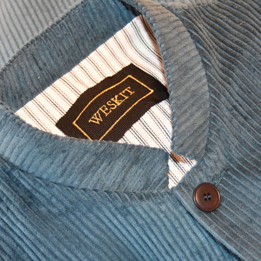 Tailored Cut Waistcoat in Teal Blue Corduroy