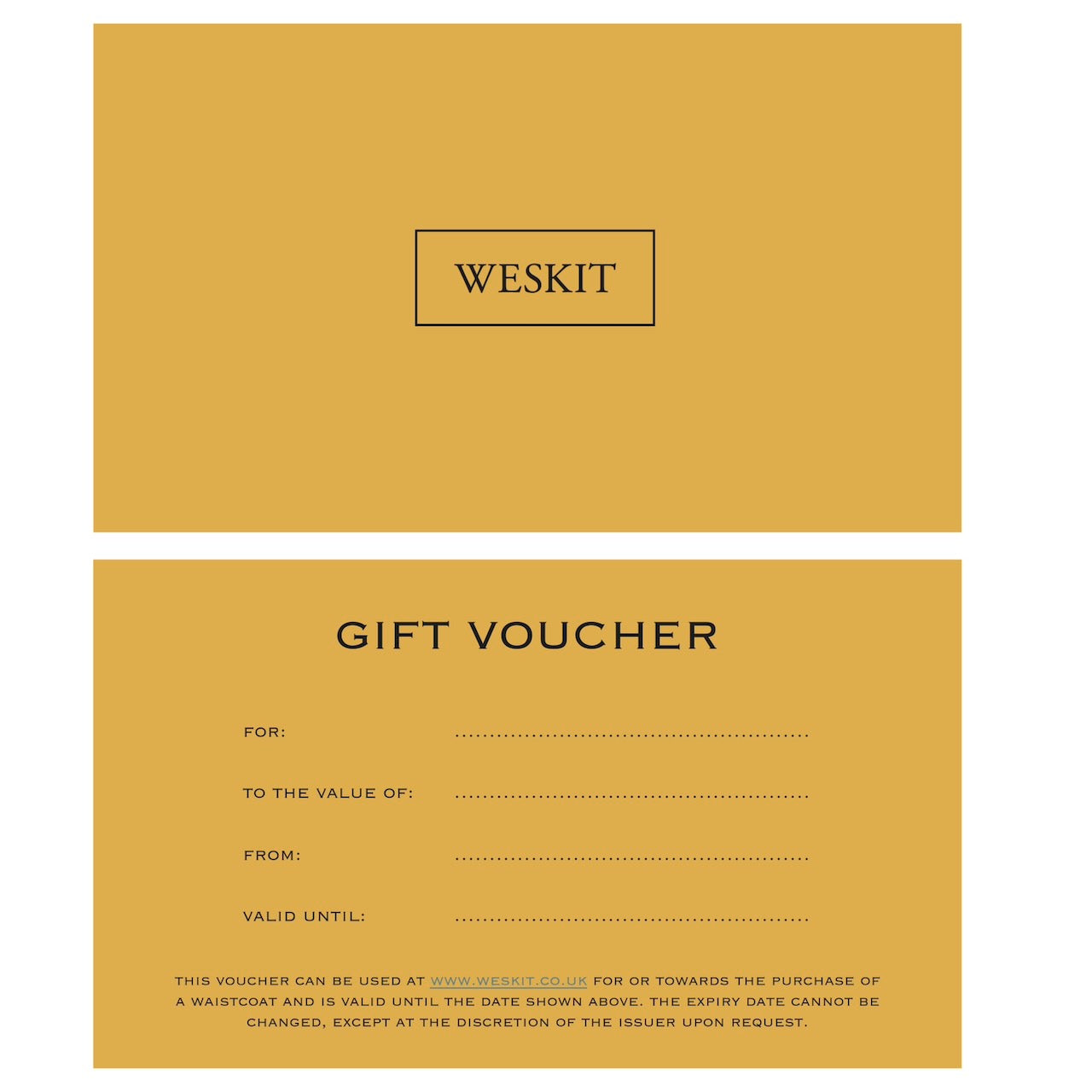 Digital Gift Voucher for Weskit Gilet. Gift Sent with private message.