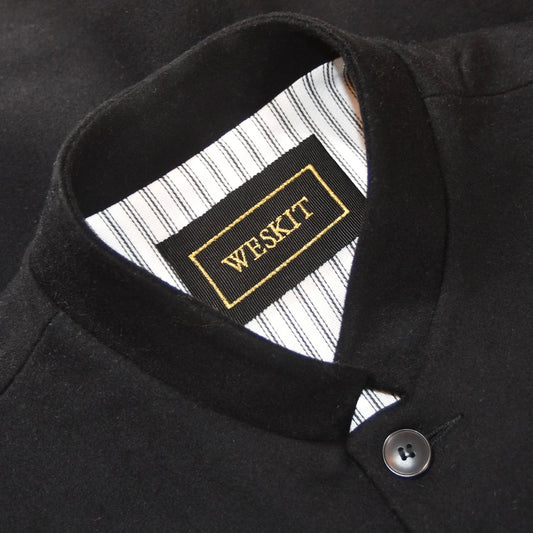 42" Tailored Cut Waistcoat in Black Merino Melton