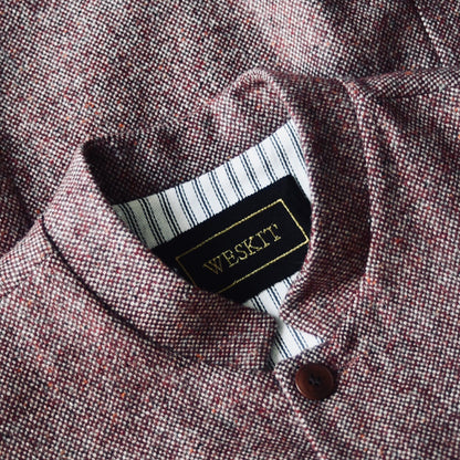 Classic Cut Waistcoat in Finely Woven Bloodshot Hopsack Tweed
