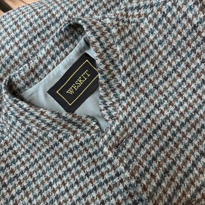 Classic Cut Waistcoat in Blue-Grey Lovat Check Tweed