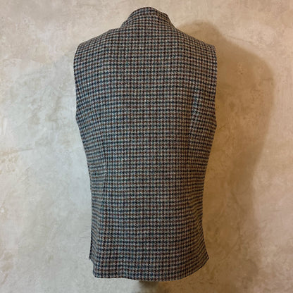 Classic Cut Waistcoat in Blue-Grey Lovat Check Tweed