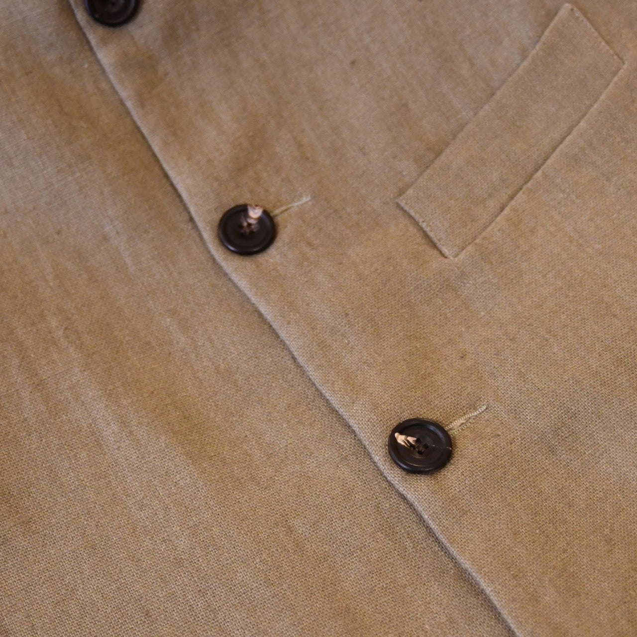 Courtney & Co  Ridged Horn buttons made in Gloucestershire for Bespoke Weskit Gilets. Handmade in London.