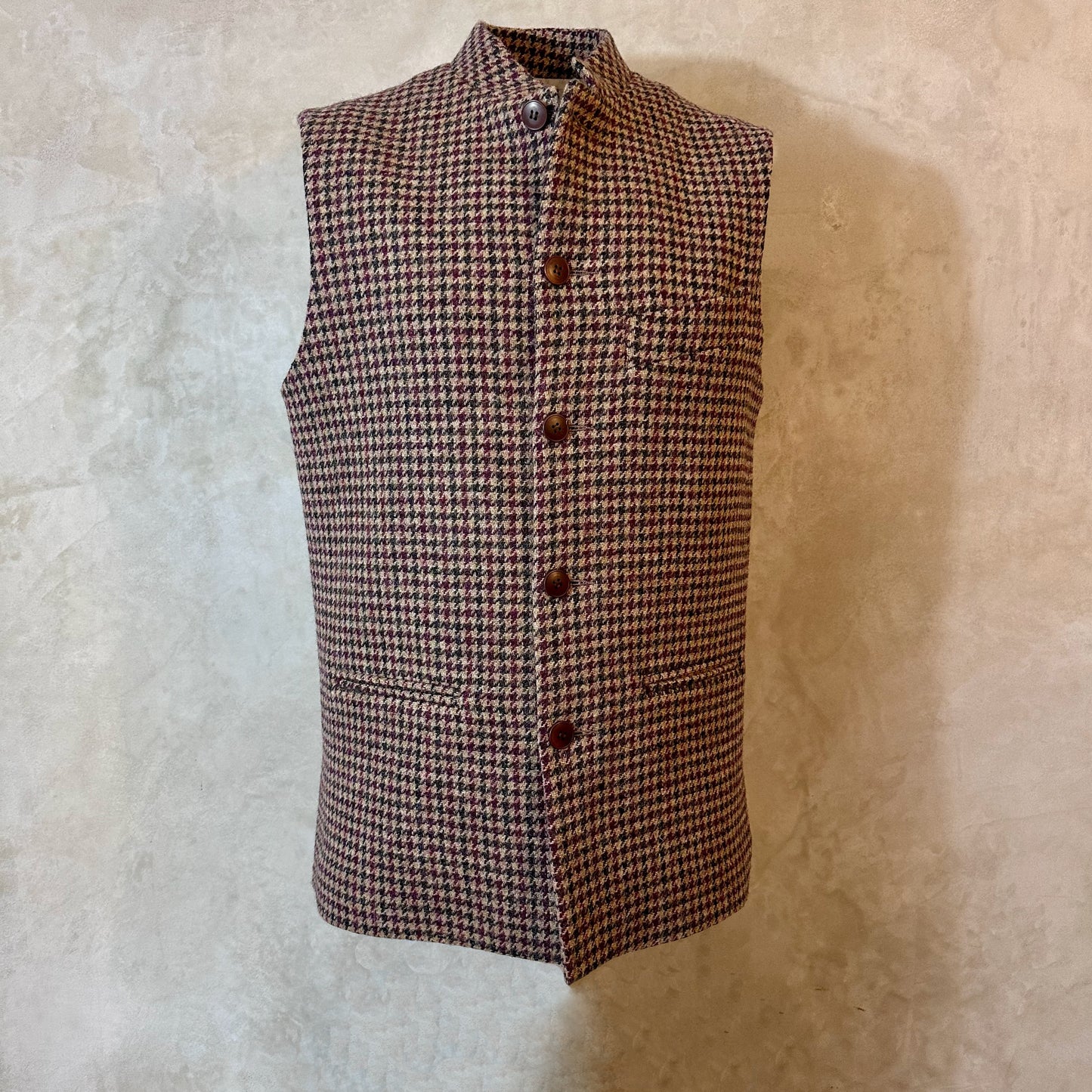 Tailored Cut Waistcoat in Camel Check Lovat Tweed