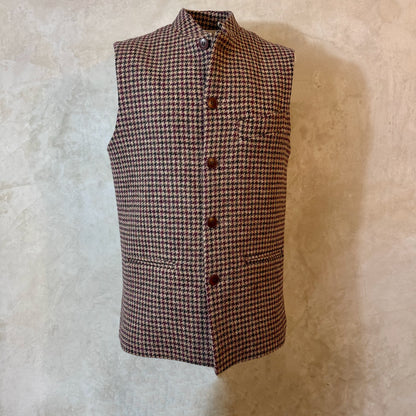 Tailored Cut Waistcoat in Camel Check Lovat Tweed