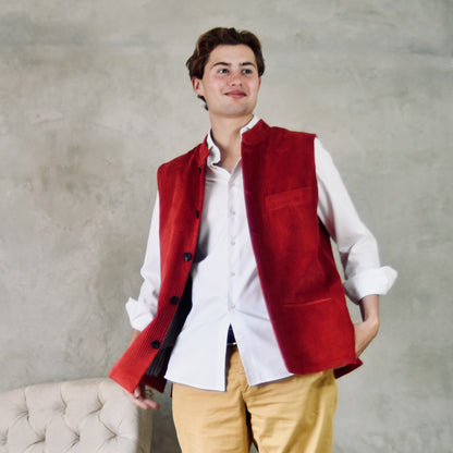 38" Tailored Waistcoat in Claret Corduroy