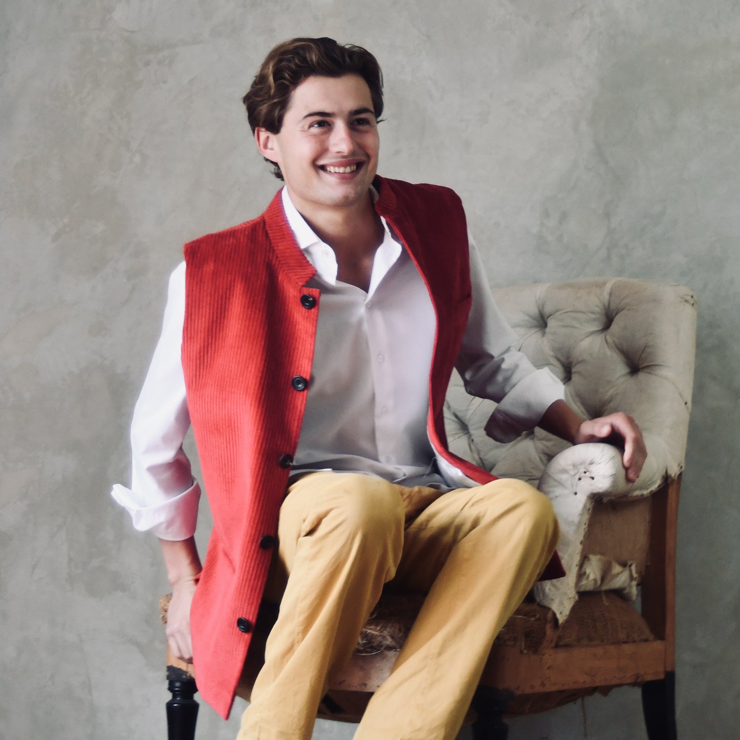 38" Tailored Waistcoat in Claret Corduroy