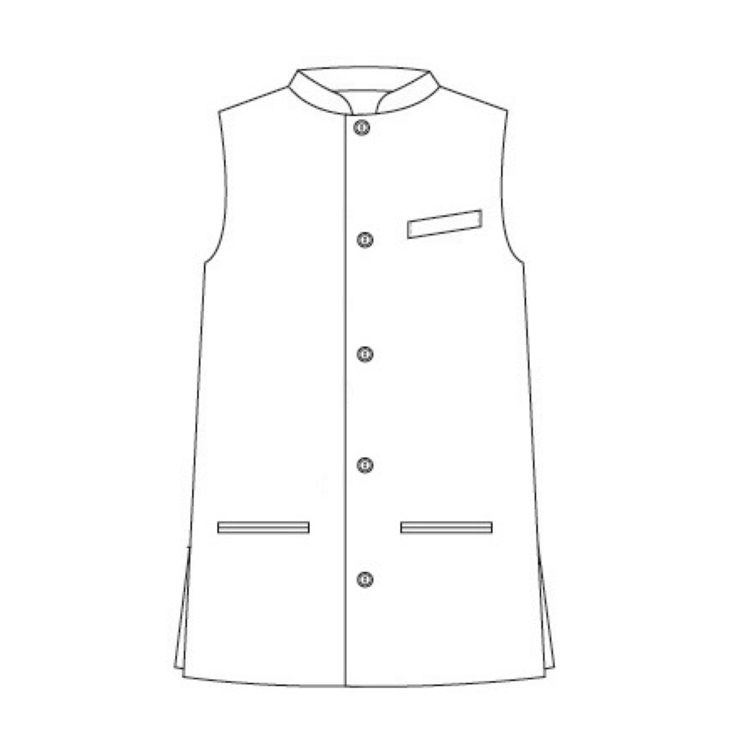 Nehru Gilet with Mandarin Collar. Pattern Sketch. Made by Hand in London.