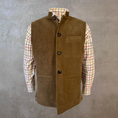 38" Tailored Cut Waistcoat in Khaki Moleskin