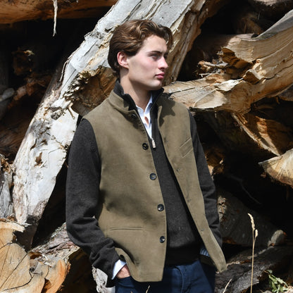 42" Classic Cut Waistcoat in Khaki Moleskin