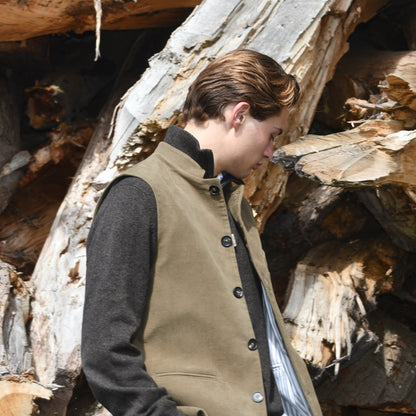 42" Classic Cut Waistcoat in Khaki Moleskin