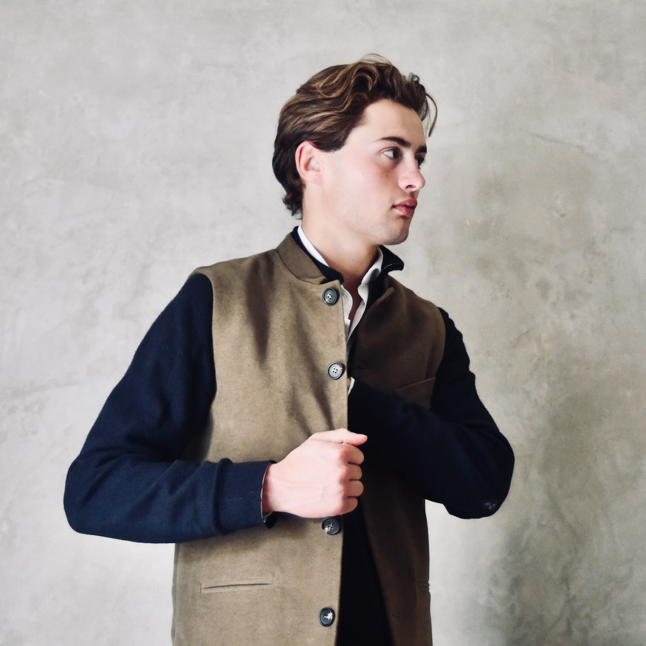 42" Classic Cut Waistcoat in Khaki Moleskin