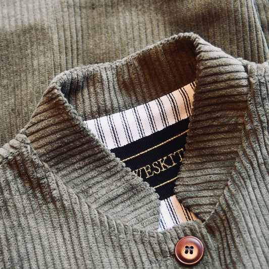 Tailored Cut Waistcoat in Khaki Corduroy