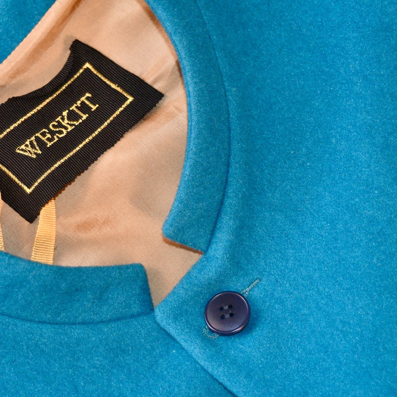 Classic Cut Waistcoat in Petrol Blue Merino Melton