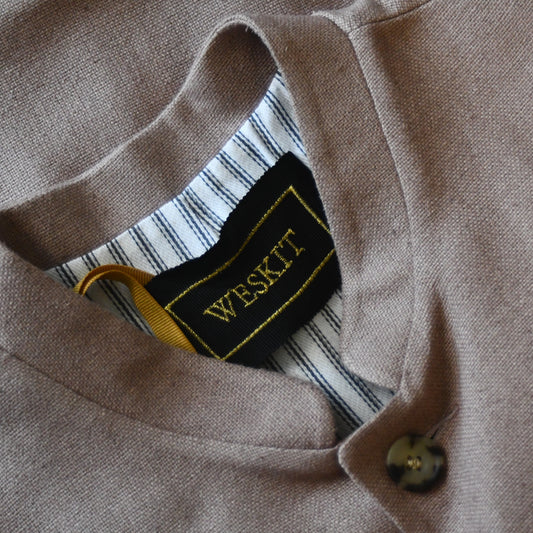 42" Tailored Cut Waistcoat in Mushroom Mid-Weight Irish Linen