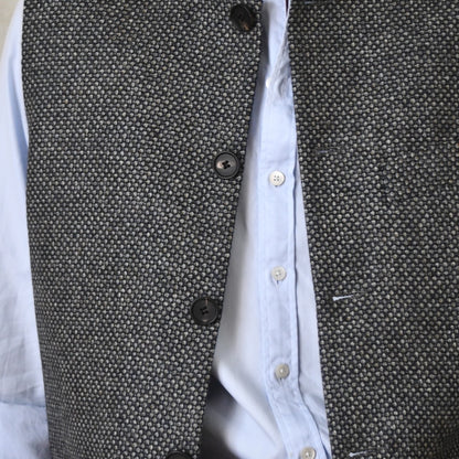 Tailored Cut Waistcoat in Dark Blue and Grey Tiger Eye Tweed