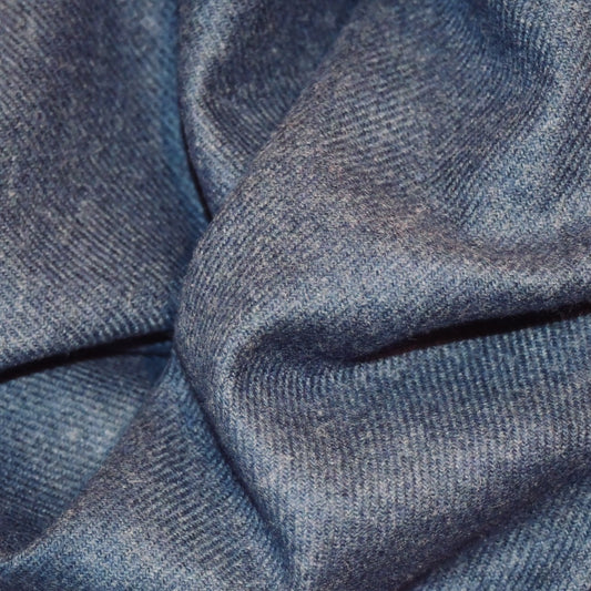 Classic Cut Waistcoat in Denim Blue Herringbone Lambswool Tweed