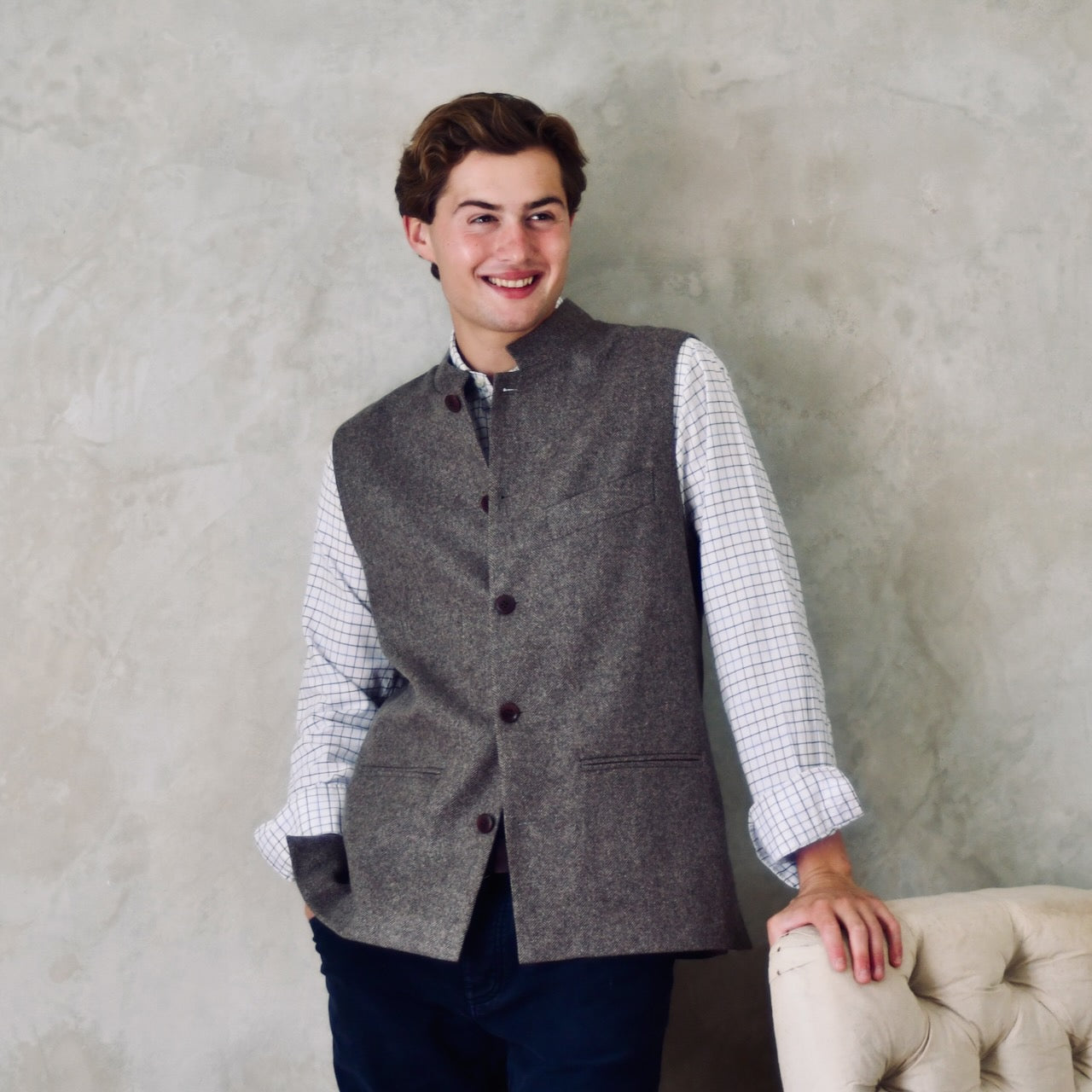 Classic Cut Fawn Herringbone Merino Flannel