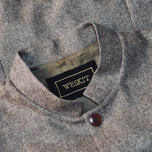 Tailored Cut Fawn Herringbone Merino Flannel
