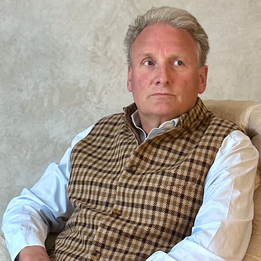 44" Classic Cut Waistcoat in Fox Brothers Brown GunClub Check