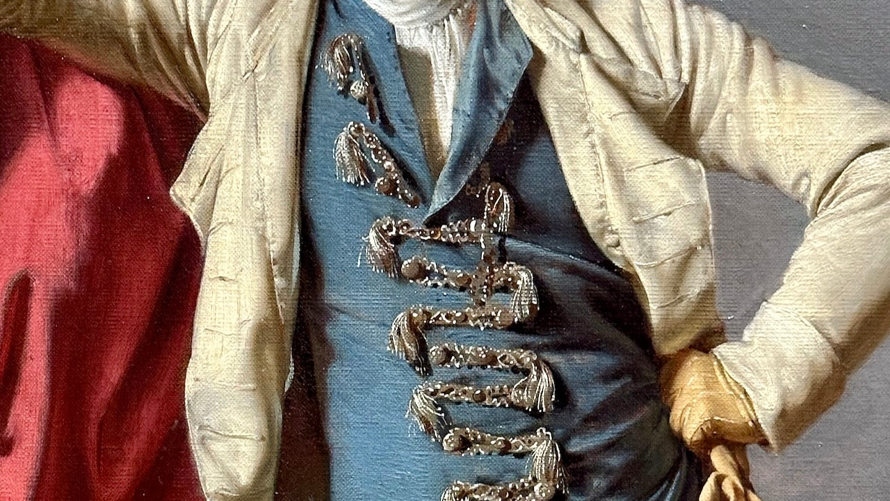 Image of Gainsborough painting showing waistcoat. By kind permission of the National Gallery, granted to Weskit.