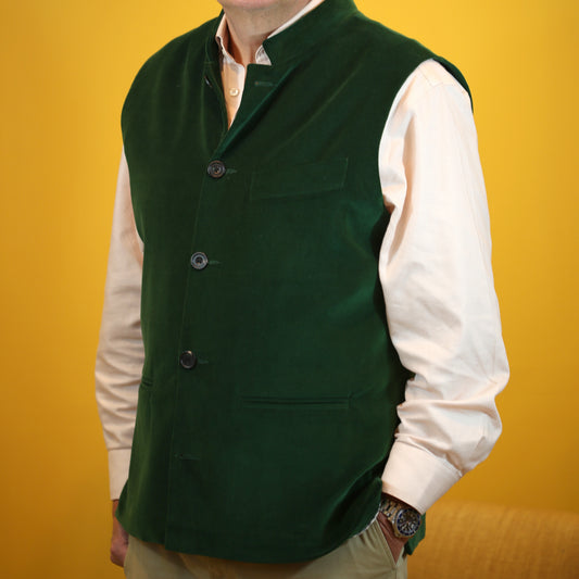 52" – Tailored Cut Waistcoat in Bottle Green Velvet