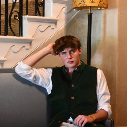 Classic Cut Waistcoat in Bottle Green Velvet
