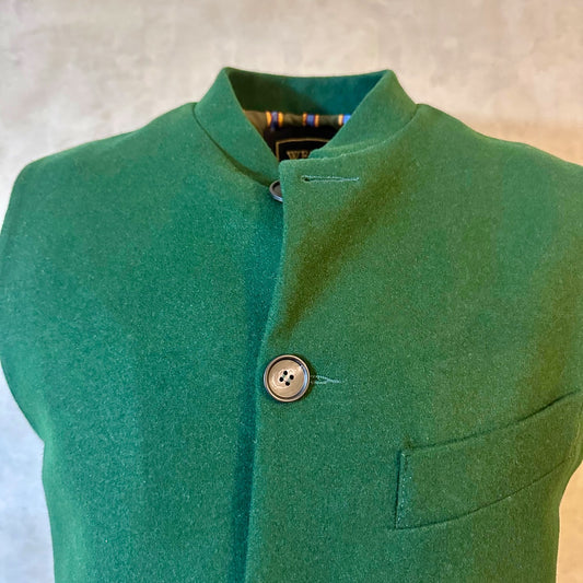 Classic Cut Waistcoat in Forest Green Merino Melton