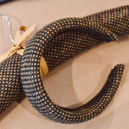 Tweed hairband and Hanger. Made by Hand in Somerset from the cut offs from Weskit Gilets. 