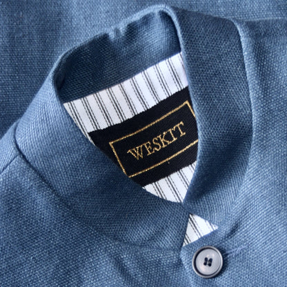 Tailored Cut Waistcoat in Indigo Heavier-Weight Irish Linen