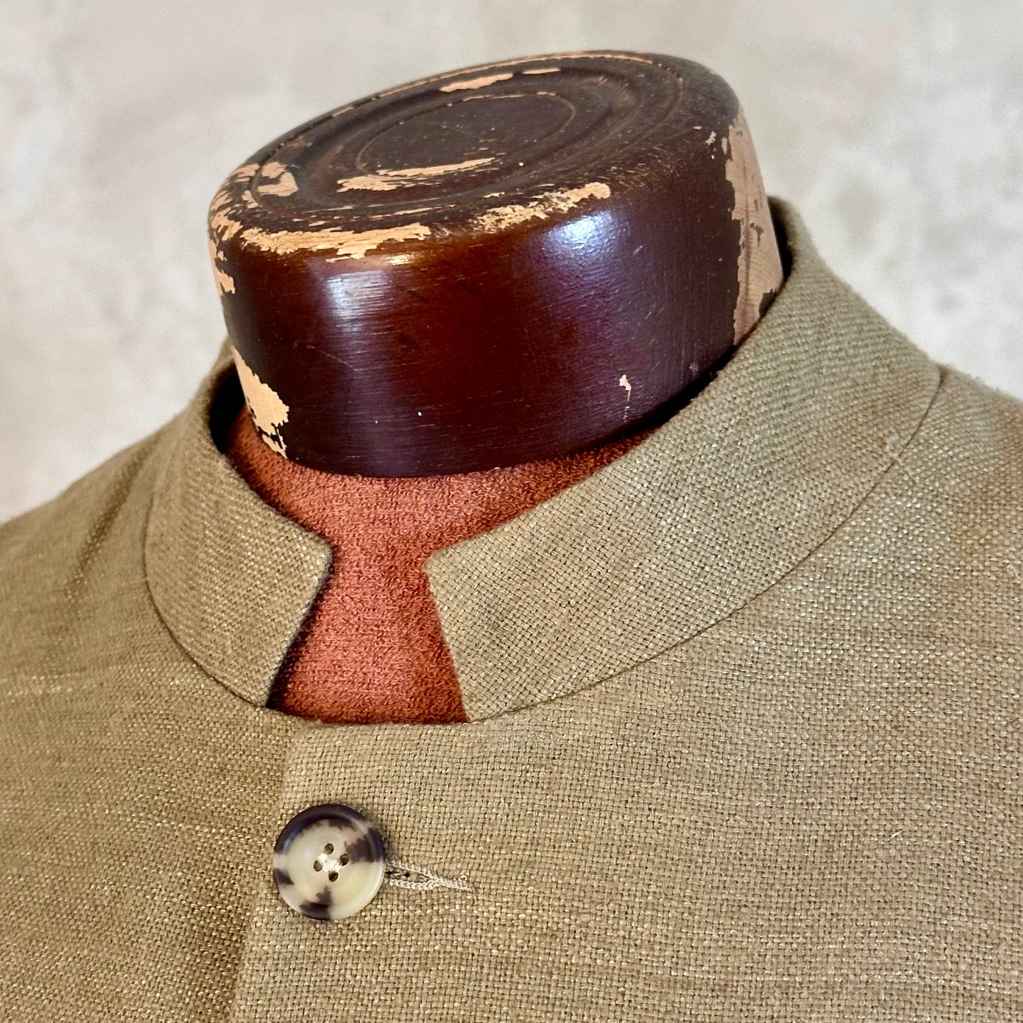 Tailored Cut Waistcoat in Khaki Silk Matka