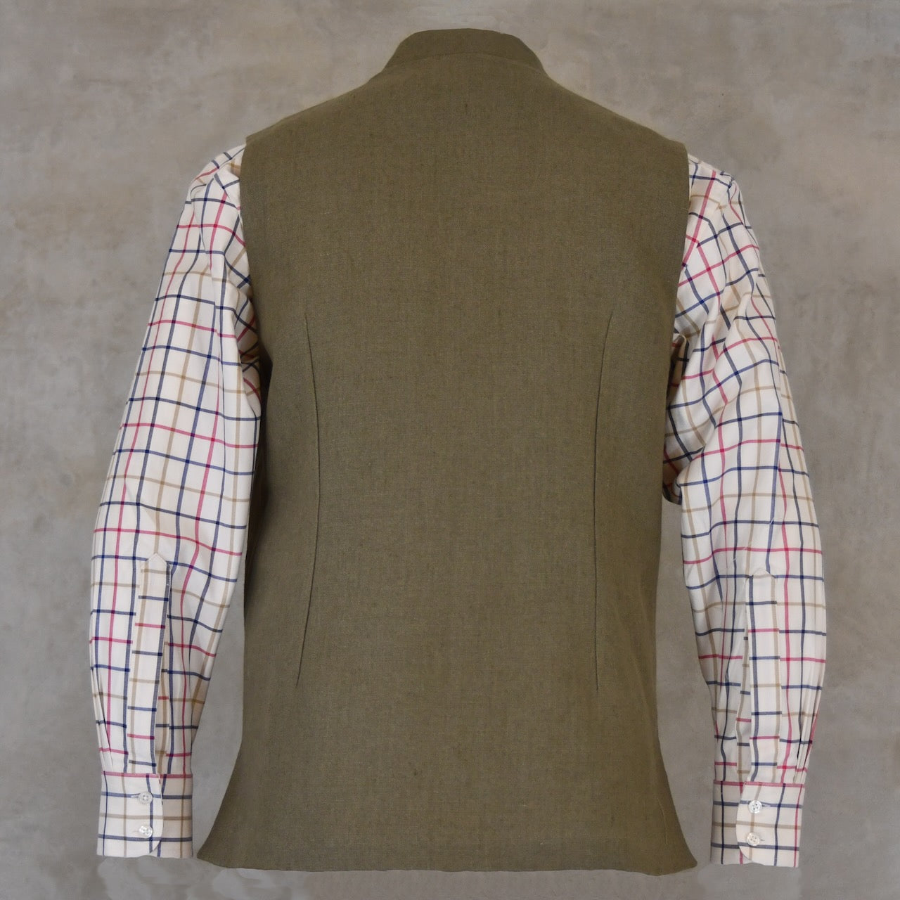 Tailored Cut Waistcoat in Khaki Mid-Weight Irish Linen
