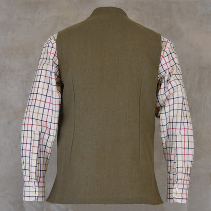 Tailored Cut Waistcoat in Khaki Mid-Weight Irish Linen
