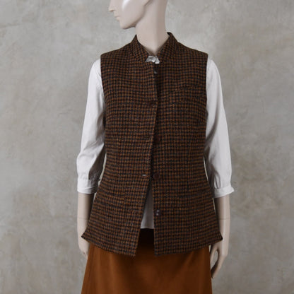 12 – Ladies Classic Cut Waistcoat in Copper Check Lovat Tweed