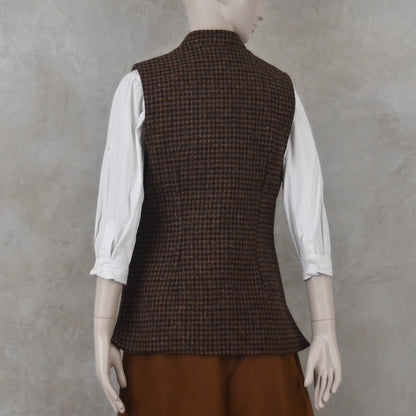 12 – Ladies Classic Cut Waistcoat in Copper Check Lovat Tweed
