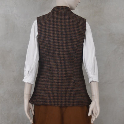 12 – Ladies Classic Cut Waistcoat in Copper Check Lovat Tweed