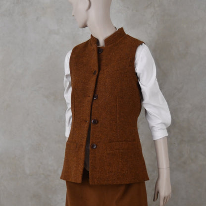 6 – Ladies Classic Cut Waistcoat in Plain Russet Lovat Tweed