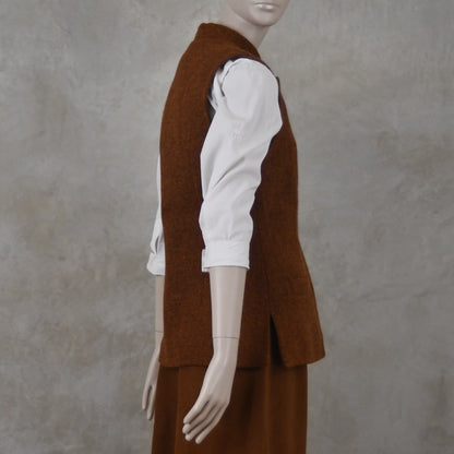 6 – Ladies Classic Cut Waistcoat in Plain Russet Lovat Tweed