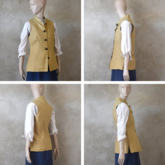 Ladies Classic Cut Waistcoat in Raffia Silk Matka