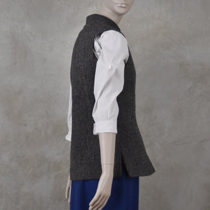 10 – Ladies Classic Cut Waistcoat in Small Blue Check Lovat Tweed