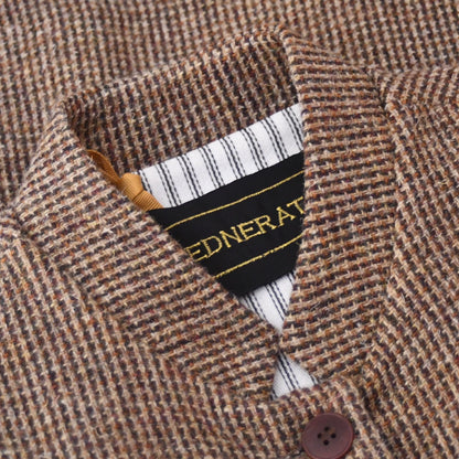 10 – Ladies Classic Cut Waistcoat in Small Brown Check Lovat Tweed