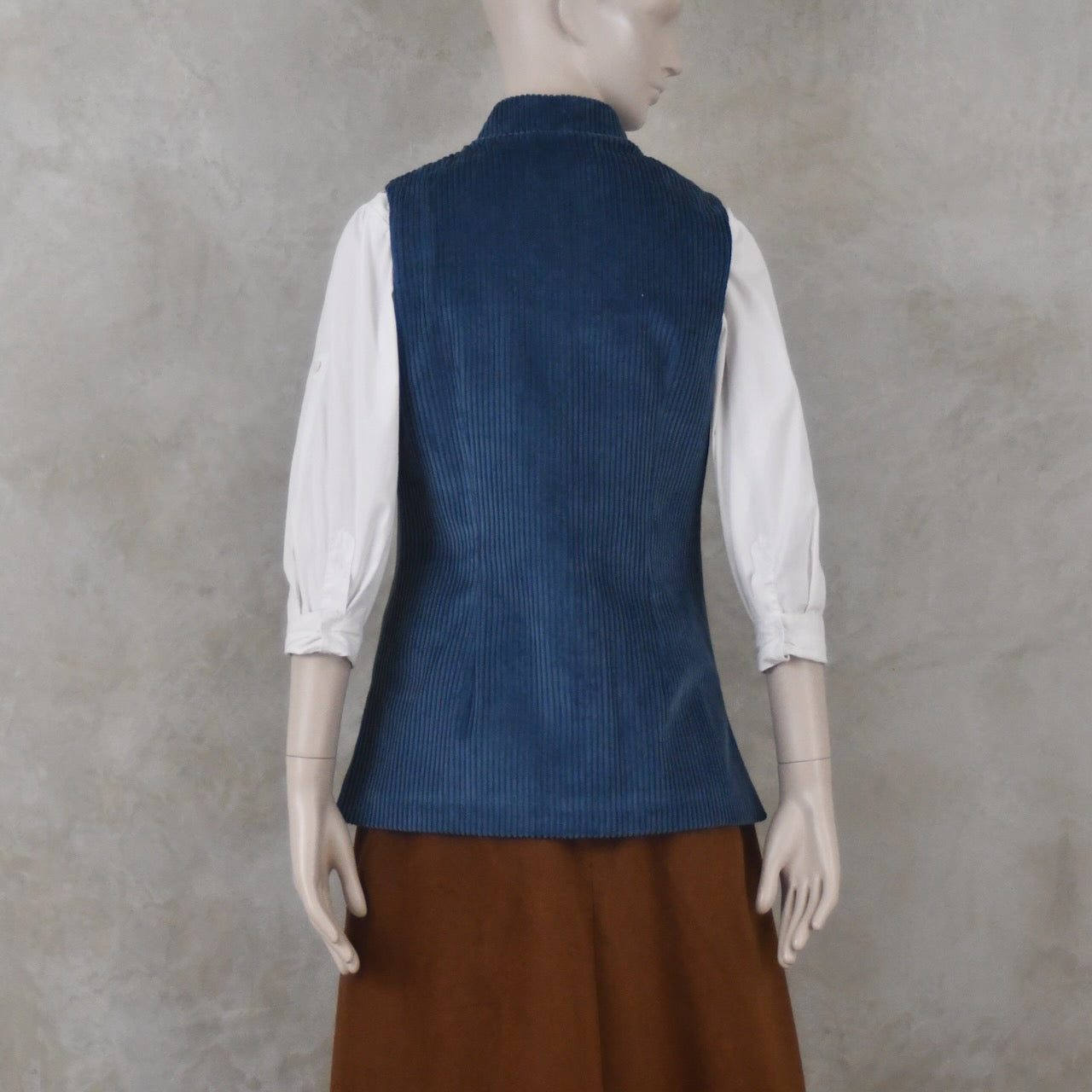 Ladies Classic Cut Waistcoat in Teal Corduroy
