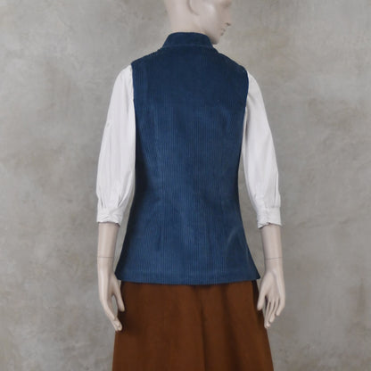 Ladies Classic Cut Waistcoat in Teal Corduroy