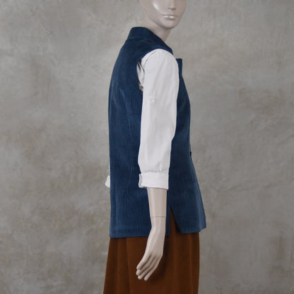 Ladies Classic Cut Waistcoat in Teal Corduroy