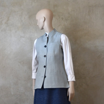 6 – Ladies Classic Cut Waistcoat in Verditter Silk Matka